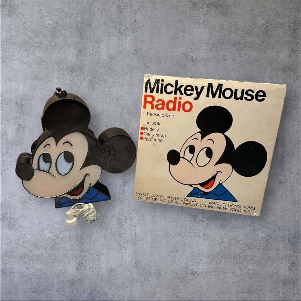 Vintage MICKEY MOUSE RADIO Transistorized Model No. 179 With Earpiece/Box READ